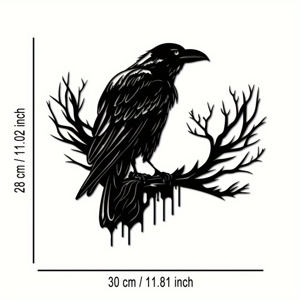 CIFbuy Gothic Black Metal Crow Wall Art Vintage Industrial Bird Silhouette Wall Decor TikTok, temu pick-up service