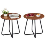 Outdoor Side Table with Imitation Wood Tabletop, Weather Resistant Patio Side Table, Round Outdoor End Table for Patio Yard Balcony Garden - Image 3