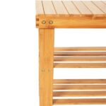 90cm Strip Pattern 3 Tiers Bamboo Stool Shoe Rack Wood Color - Image 5