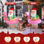 5.9 FT Lighted Christmas Inflatable Decoration, Inflatable Hawaii Santa Claus Outdoor Decoration, Funny Blow Up Yard Decorations with Built-in LED Lights for Holiday Party Front Yard Lawn Garden Decor - Image 6