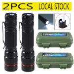 2 Pack USB Rechargeable LED Flashlight Adjustable Focus 3-Modes Outdoor Mini Flashlight W/ USB Cable+Mini Box (US Logistics For USPS/DHL/Fedex/UPS. No designated logistics accepted TK/TMEU only For self-pickup - Image 10