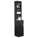 MDF With Triamine One Door One Drawer Three Compartments High Cabinet Bathroom Wall Cabinet Black - Image 7