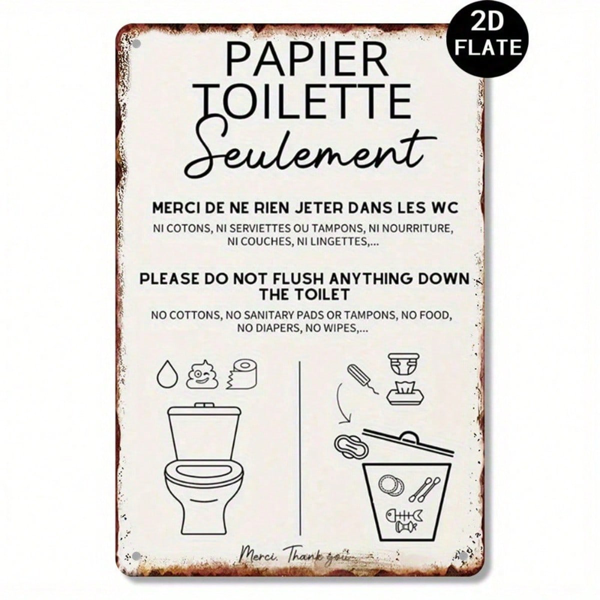 411bf77e-c6b0-4101-b7c7-e5ec6f497f2d.png CIFbuy PAPIER Toilette Please Do Not Flush Vintage 2D, Flat Aluminum Sign 8x12 Inch Rustic, Bathroom Wall Art Funny Restroom Decor NoikTok, NoikTok, Self-t ckup Logiopor - Image 1