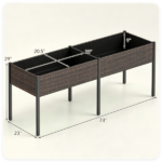 2-Section PE Rattan Raised Garden Bed, 29" Ergonomic Elevated Planter Box with Detachable Fabric Liner, 352LBS Total Capacity for Patio Backyard Vegetables Herbs - Image 4