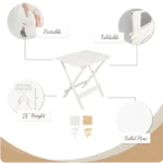 Small Solid Wood Folding Side Table (2-Piece Set), White, Portable Patio Outdoor Table Plant Stand - Image 4
