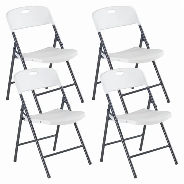 4 Pack Plastic Folding Chairs Stackable Patio Garden Office Wedding Party Event Chairs, White(Shipment from Walmart)
