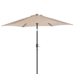 9ft Patio Umbrella, Outdoor Market Umbrella with Push Button Tilt, Crank Handle, 6 Sturdy Iron Ribs, UPF 50+ Waterproof Solution-Dyed Polyester Canopy, for Garden, Deck, Backyard, Poolside, Beige - Image 5
