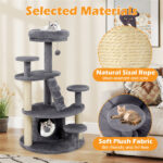 40" Multi-Level Cat Tree for Munchkin & Old Cats - Stable Wide Base, Soft Padded Perch + Large Condo (Gray) - Image 9