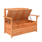 112 * 58 * 84cm Cedar Yard Storage Box With Backrest Armrest Bright Orange Red - Image 9