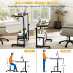 Vintage Brown P2 15MM Particle Board with Melamine Coating Adjustable Computer Desk with 3 USB + 2 AC Outlets - Image 17