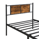 Twin XL Size metal bedframe,Headboard with wood panel decoration,black - Image 6