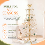 6ft Gold Iron Christmas Tree with Bow on Top, PVC Christmas Tree (No Accessories Included) - Image 5