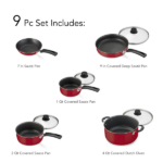 Non-Stick Red Cookware Set, 9 Piece (Shipment from Walmart) - Image 2