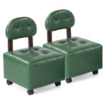 Set of 2 Stackable Small Rolling Stools with Brake Wheels, Compact Shoe Changing Footrest for Entryway - Image 2