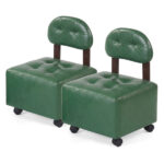 Set of 2 Stackable Small Rolling Stools with Brake Wheels, Compact Shoe Changing Footrest for Entryway - Image 6