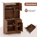 Multifunctional Kitchen Cupboard with Adjustable Shelves, Stemware Rack & Drawer, Anti-Toppling Design - Image 3