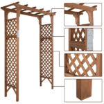 [Same Code 70748191]152*60*215cm Beautiful And Practical Flat-Topped Wooden Arch Garden Arch Dark Brown - Image 10