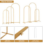 (5.9ft+4.9ft+3.9ft) Three-Piece Set Wedding Arc Top Iron Art Wedding Iron Arch Gold - Image 8