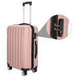 ABS Trolley Case 20in 24in 28in 3PCS Suitcase Set Striped Textured Suitcase Rose Gold - Image 3