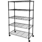5-Tier Wire Storage Shelves, 30" D x 14" W x 63" H,1250 lb Load Capacity, Black