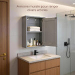 Gray P2 MDF painted finish, 34.6*20*50cm, single door with one shelf, bathroom vanity - Image 6