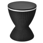 Black Outdoor Imitation Rattan Ice Cooler Side Table 8Gal 2-Height Adjustable with Drain Plug - Image 6