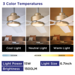 52 inch Ceiling Fans with Lights, Large Air Volume Ceiling Fans with Reversible Quiet DC Motor and Remote, 5D-W5, 5X-W5[Unable ship on weekends, TK/TEMU only for pickup, only TX10643 warehouse supports GOFO] - Image 5