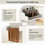 41.5" Rolling Kitchen Island Cart with Storage, White Kitchen Cart with Drawer & Cabinet, Spice Rack & Towel Holder - Image 6