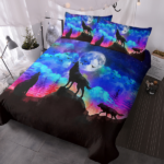 3pcs Blue Sky Black Wolf Bedding Animal leaders Duvet Cover Sets light Moon under the dark sky Bed Sets Animal lovers Themed Comforter Cover with 2 Pillowcases queen Size temu can only be self-picked - Image 2