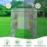 143x143x195cm Black Iron Pipe Steeple With 8 Pieces Grid Flower Stand With Zipper Rolling Door PE Cloth Greenhouse SAME AS 54690859 - Image 14