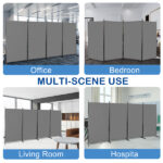 6FT 4-Fold 160g Polyester Cloth Plastic Foot Carbon Steel Frame Foldable Screen Gray - Image 5