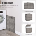 110L Laundry Hamper with Lid, Laundry Basket with Removable Liner for Bathroom Bedroom Gray (Shipment from Walmart) - Image 2