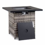 28-Inch Fire Table 50000 BTU Gas Firepit with Volcanic Stone Black - Image 2