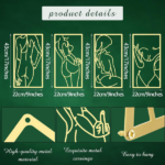 CIFbuy 4 Pcs Metal Wall Art Decor Minimalist Abstract Woman Wall Art Line Drawing metal line art Home Hanging Art Decor for Bedroom Kitchen Bathroom Living Room(Modern,Gold) (TikTok, temu pick-up service) - Image 2