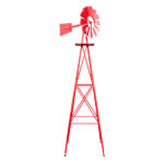 8FT Weather Resistant Yard Garden Windmill Red - Image 9