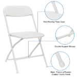 6pcs Injection Molding Classic Garden Plastic Folding Chair White - Image 15