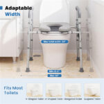 Adjustable Raised Toilet Seat (25.5"-28" Width x 27"-31" Height), 300LBS Capacity with Armrests & Storage Pouch - Image 5