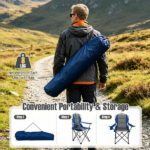 2 Pack Heavy Duty Folding Camping Chairs 330 LBS Capacity, 600D Oxford Padded Portable Outdoor Lawn Chairs with Cup Holder & Carry Bag - Navy - Image 6