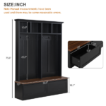 Farmhouse 4-in-1 Hall Tree with Wood Grain Bench, Mudroom Versatile Coat Rack with 2 Large Drawer, Entrance Organizer for Hallway, Living Room, Black, 55.9"W - Image 5
