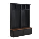Farmhouse 4-in-1 Hall Tree with Wood Grain Bench, Mudroom Versatile Coat Rack with 2 Large Drawer, Entrance Organizer for Hallway, Living Room, Black, 55.9"W - Image 7