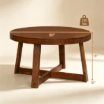 30 Inch Round Farmhouse Coffee Table with Pine Wood Legs, 2.6" Thick Tabletop Stable X-Base Accent Table Holds 220LBS for Living Room Bedroom - Image 11