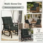 Outdoor High Back Chair Cushions Set of 2, 42"x21"x4" Tufted Waterproof Patio Cushion for Rocking & Dining Chairs, Soft Seat Pad with Ties, Fade-Resistant Indoor/Outdoor Use - Image 9