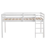 Elevated Cross Bracing Straight Ladder Twin Pine Wooden Bed White - Image 4