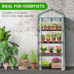 4 Tier Mini Greenhouse with PVC Cover & Roll-Up Zipper Door, Portable Waterproof Greenhouse for Garden Backyard, 27" x 19" x 62", Transparent - Image 18