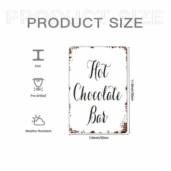 CIFbuy 1pc Vintage Rustic Metal Tin Sign 8x12 Inch, Classic Hot Chocolate Bar Retro Iron Wall Art, Art, Oblong Unframed Plaque Home Decor TinikTok, TinikTok, ll Art Self-icckup Logioporo