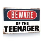 CIFbuy Vintage Metal Tin Sign Warning Teenagers Wall Decor Rustic Style for Man Cave Bar Bedroom Pub Wall Art (TikTok, temu pick-up service)