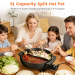 6L Large Capacity Electric Hot Pot with Divider, 5 Gear Adjustable Temperature Non-Stick Electric Cooker, Multifunctional Fondue Pot for 3-6 People with Cooking Tools - Image 12