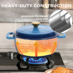 Cast iron 5QT cooking pot - Gradient blue - Includes two silicone gloves - Enamel pot - Image 9
