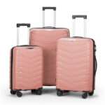 V-shaped stripes 3-in-1 PP trolley case 20in 24in 28in PP iron trolley fashionable color - rose gold (grain pattern) - Image 4
