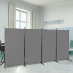 6FT 4-Fold 160g Polyester Cloth Plastic Foot Carbon Steel Frame Foldable Screen Gray - Image 11